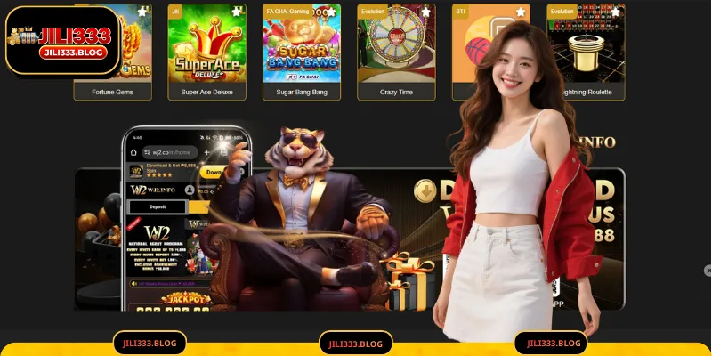 Jili333 Android mobile gaming interface with premium dark design